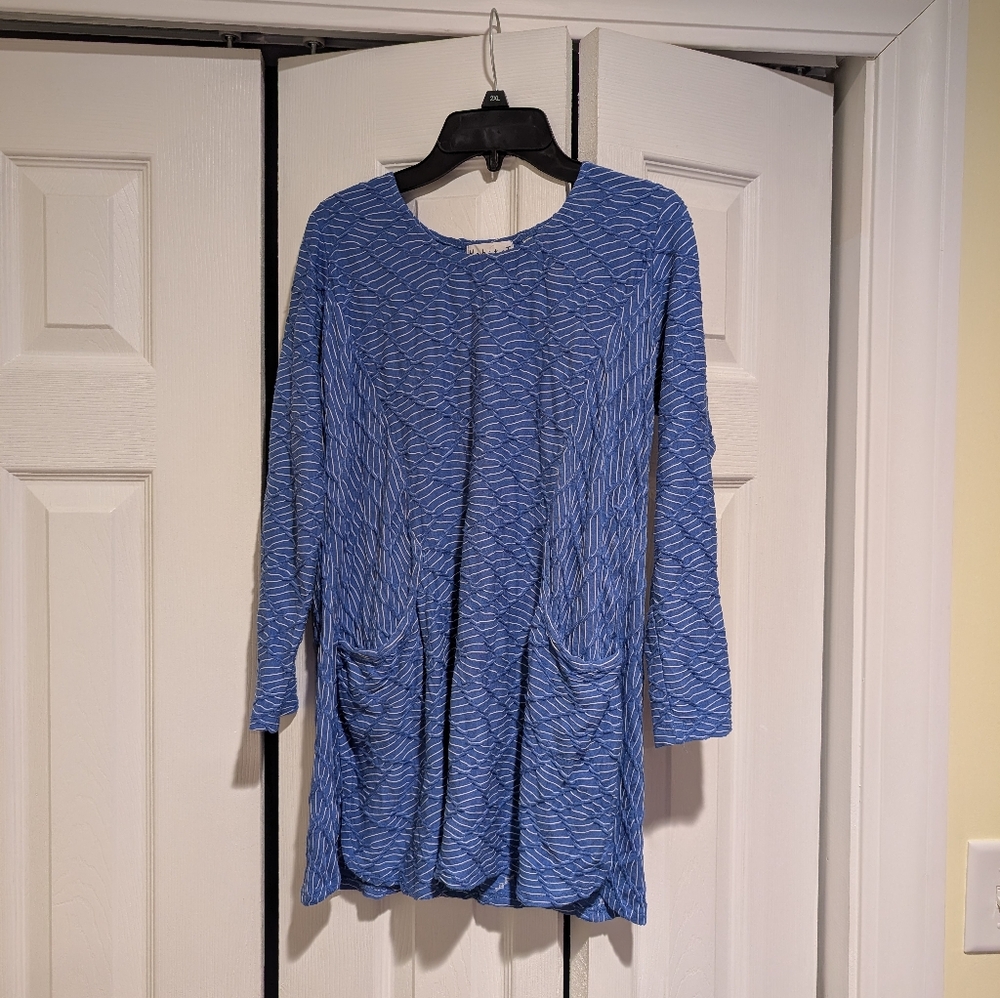 Habitat Blue Textured Tunic Top With Pockets - Size‎ xs